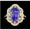 Image 2 : 5.80 ctw Tanzanite and Diamond Ring - 14KT Yellow Gold