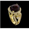 Image 4 : 7.38 ctw Rhodolite and Diamond Ring - 14KT Yellow Gold