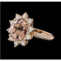 2.99 ctw Morganite and Diamond Ring - 14KT Rose Gold