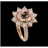 Image 4 : 2.99 ctw Morganite and Diamond Ring - 14KT Rose Gold