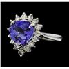 Image 1 : 4.07 ctw Tanzanite and Diamond Ring - 14KT White Gold