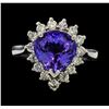 Image 2 : 4.07 ctw Tanzanite and Diamond Ring - 14KT White Gold