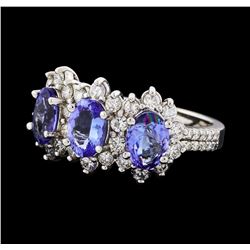 2.12 ctw Tanzanite and Diamond Ring - 14KT White Gold