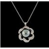 Image 2 : Pearl and Diamond Pendant With Chain - 14KT White Gold