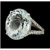 Image 1 : 11.04 ctw Aquamarine and Diamond Ring - 14KT White Gold