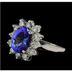 2.81 ctw Tanzanite and Diamond Ring - 14KT White Gold