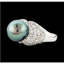 Pearl and Diamond Ring - 14KT White Gold