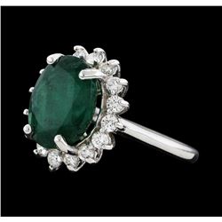 6.51 ctw Emerald and Diamond Ring - 14KT White Gold