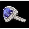 Image 1 : 4.50 ctw Tanzanite and Diamond Ring - 14KT White Gold
