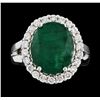 Image 2 : 5.76 ctw Emerald and Diamond Ring - 14KT White Gold