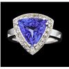 Image 2 : 4.78 ctw Tanzanite and Diamond Ring - 14KT White Gold