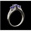 Image 4 : 1.00 ctw Tanzanite and Diamond Ring - 10KT White Gold