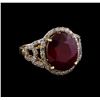 Image 1 : 8.79 ctw Ruby and Diamond Ring - 14KT Yellow Gold