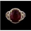 Image 2 : 8.79 ctw Ruby and Diamond Ring - 14KT Yellow Gold