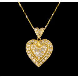 14KT Yellow Gold 0.85 ctw Diamond Heart Pendant With Chain