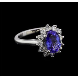 2.93 ctw Tanzanite and Diamond Ring - 14KT White Gold