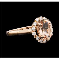 1.65 ctw Morganite and Diamond Ring - 14KT Rose Gold