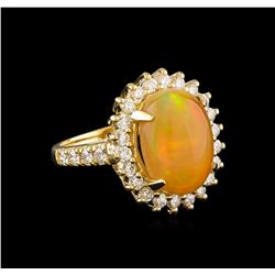 4.45 ctw Opal and Diamond Ring - 14KT Yellow Gold