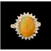 Image 2 : 4.45 ctw Opal and Diamond Ring - 14KT Yellow Gold