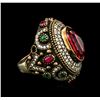 Image 3 : 15.16 ctw Red Crystal and Multi Gemstone Ring - 925 SILVER