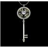 Image 1 : Crystal Key Necklace - Silver Plated