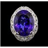 Image 2 : GIA Cert 45.32 ctw Tanzanite and Diamond Ring - 14KT White Gold
