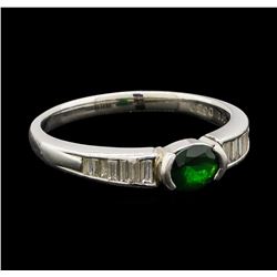 0.66 ctw Green Garnet and Diamond Ring - Platinum