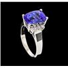 Image 4 : 3.36 ctw Tanzanite and Diamond Ring - 14 KT White Gold