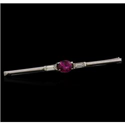 1.07 ctw Pink Sapphire and Diamond Pin - Platinum