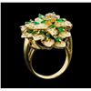 Image 4 : 1.51 ctw Diamond and Emerald Ring - 18KT Yellow Gold