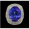 Image 2 : 17.18 ctw Tanzanite and Diamond Ring - 14KT White Gold