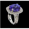 Image 4 : 17.18 ctw Tanzanite and Diamond Ring - 14KT White Gold