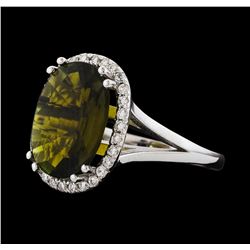 4.17 ctw Tourmaline and Diamond Ring - 14KT White Gold