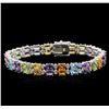 Image 1 : 24.00 ctw Multi Gemstone and Diamond Bracelet - 14KT White Gold