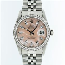 Rolex Stainless Steel Pink MOP Diamond DateJust Men's Watch