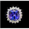 Image 2 : GIA Cert 13.03 ctw Tanzanite and Diamond Ring - 14KT White Gold