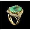 Image 4 : GIA Cert 17.51 ctw Emerald and Diamond Ring - 14KT Yellow Gold