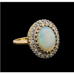 14KT Yellow Gold 2.50 ctw Opal and Diamond Ring