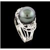 Image 4 : Pearl and Diamond Ring - 14KT White Gold