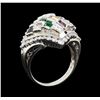 Image 4 : 0.30 ctw Emerald, Ruby and Diamond Ring - Platinum