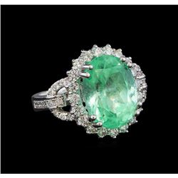 GIA Cert 9.80 ctw Emerald and Diamond Ring - 14KT White Gold