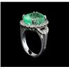 Image 4 : GIA Cert 9.80 ctw Emerald and Diamond Ring - 14KT White Gold