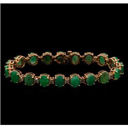 14KT Rose Gold 20.90 ctw Emerald and Diamond Bracelet