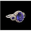 Image 1 : 14KT White Gold 4.08 ctw Tanzanite, Sapphire & Diamond Ring