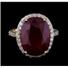 Image 2 : 14.11 ctw Ruby and Diamond Ring - 14KT Yellow Gold