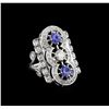 Image 1 : 0.84 ctw Tanzanite and Diamond Ring - 14KT White Gold