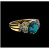 Image 1 : 4.19 ctw Blue Zircon and Diamond Ring - 14KT Yellow Gold