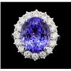 Image 2 : GIA Cert 12.99 ctw Tanzanite and Diamond Ring - 14KT White Gold