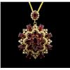 Image 1 : 14KT Yellow Gold 44.47 ctw Ruby and Diamond Pendant With Chain