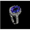 Image 4 : 3.01 ctw Tanzanite and Diamond Ring - 14KT White Gold